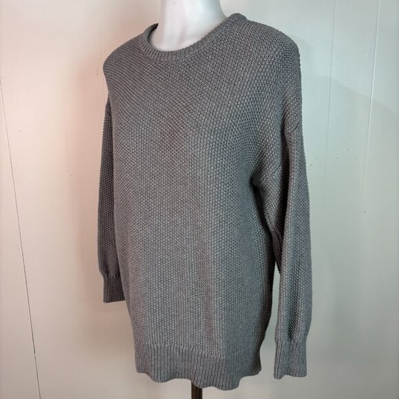 Old Navy Sweater Medium Gray Crew Neck 100% Cotton Long Sleeve Pullover Women's - Picture 3 of 8
